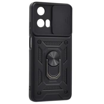 Defender műanyag telefonvédő (ütésállóság, szilikon belső, tartógyűrű, kameravédő) FEKETE Motorola Moto G04 kép