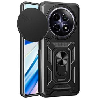 Defender műanyag telefonvédő (ütésállóság, szilikon belső, tartógyűrű, kameravédő) FEKETE Realme 12 kép