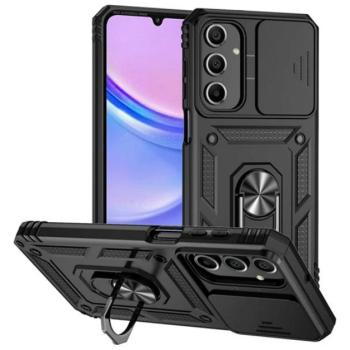 Defender műanyag telefonvédő (ütésállóság, szilikon belső, tartógyűrű, kameravédő) FEKETE Samsung Galaxy A16 kép