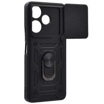 Defender műanyag telefonvédő (ütésállóság, szilikon belső, tartógyűrű, kameravédő) FEKETE Xiaomi Redmi 13 kép