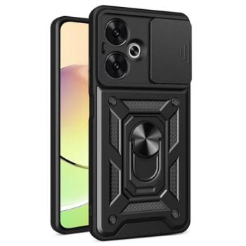 Defender műanyag telefonvédő (ütésállóság, szilikon belső, tartógyűrű, kameravédő) FEKETE Xiaomi Redmi 13C 5G kép