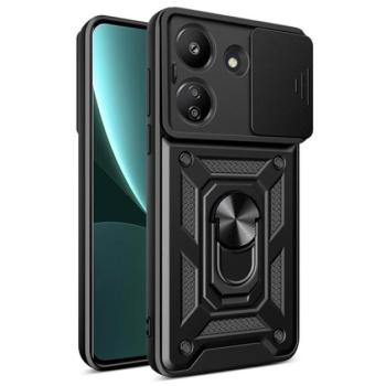 Defender műanyag telefonvédő (ütésállóság, szilikon belső, tartógyűrű, kameravédő) FEKETE Xiaomi Redmi 13C kép