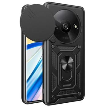 Defender műanyag telefonvédő (ütésállóság, szilikon belső, tartógyűrű, kameravédő) FEKETE Xiaomi Redmi A3 kép