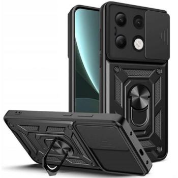 Defender műanyag telefonvédő (ütésállóság, szilikon belső, tartógyűrű, kameravédő) FEKETE Xiaomi Redmi Note 13 4G kép