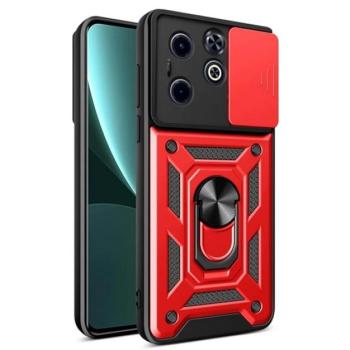 Defender műanyag telefonvédő (ütésállóság, szilikon belső, tartógyűrű, kameravédő) PIROS Infinix Hot 40i (X6528) kép