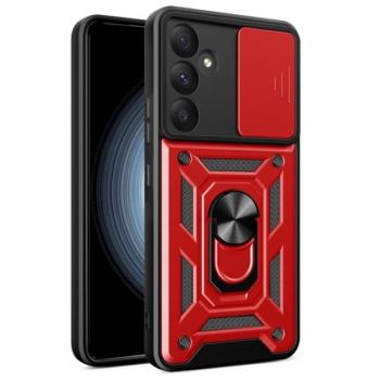 Defender műanyag telefonvédő (ütésállóság, szilikon belső, tartógyűrű, kameravédő) PIROS Samsung Galaxy A35 5G (SM-A356) kép