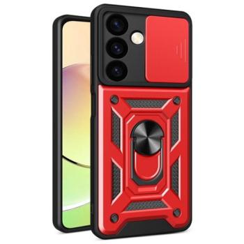 Defender műanyag telefonvédő (ütésállóság, szilikon belső, tartógyűrű, kameravédő) PIROS Samsung Galaxy S24 (SM-S921) kép