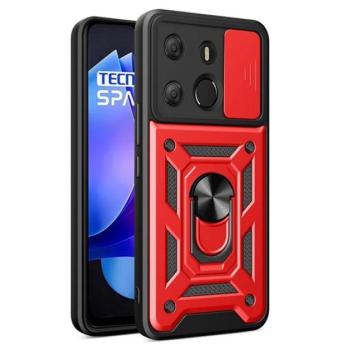 Defender műanyag telefonvédő (ütésállóság, szilikon belső, tartógyűrű, kameravédő) PIROS Tecno Spark Go 2023 kép