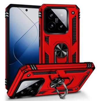 Defender műanyag telefonvédő (ütésállóság, szilikon belső, tartógyűrű, kameravédő) PIROS Xiaomi 14 5G kép