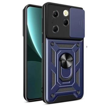 Defender műanyag telefonvédő (ütésállóság, szilikon belső, tartógyűrű, kameravédő) SÖTÉTKÉK Infinix Hot 40 Pro kép