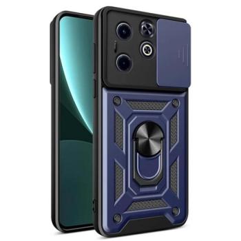 Defender műanyag telefonvédő (ütésállóság, szilikon belső, tartógyűrű, kameravédő) SÖTÉTKÉK Infinix Hot 40i (X6528) kép