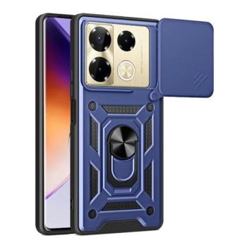 Defender műanyag telefonvédő (ütésállóság, szilikon belső, tartógyűrű, kameravédő) SÖTÉTKÉK Infinix Note 40 Pro 4G (X6850) kép