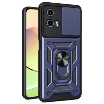 Defender műanyag telefonvédő (ütésállóság, szilikon belső, tartógyűrű, kameravédő) SÖTÉTKÉK Motorola Moto G24, Moto G04 kép