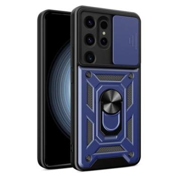 Defender műanyag telefonvédő (ütésállóság, szilikon belső, tartógyűrű, kameravédő) SÖTÉTKÉK Samsung Galaxy S24 Ultra (SM-S928) kép