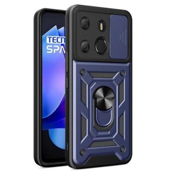 Defender műanyag telefonvédő (ütésállóság, szilikon belső, tartógyűrű, kameravédő) SÖTÉTKÉK Tecno Spark Go 2023 kép