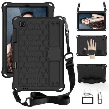 Defender szilikon telefonvédő (közepesen ütésálló, kitámasztó, méhsejt minta + kézpánt, vállpánt) FEKETE Samsung Galaxy Tab S6 Lite 10.4 WIFI (SM-P610) 2020, Samsung Galaxy Tab S6 Lite 1 kép