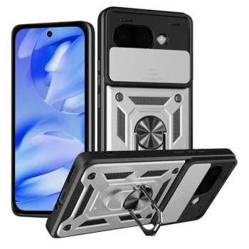 Defender szilikon telefonvédő (ütésállóság, tartógyűrű, kameravédő) EZÜST Google Pixel 9a kép