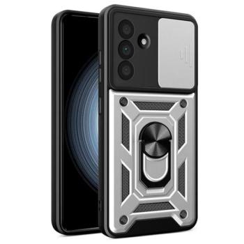 Defender szilikon telefonvédő (ütésállóság, tartógyűrű, kameravédő) EZÜST Samsung Galaxy A56 5G (SM-A566) kép