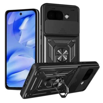 Defender szilikon telefonvédő (ütésállóság, tartógyűrű, kameravédő) FEKETE Google Pixel 9a kép