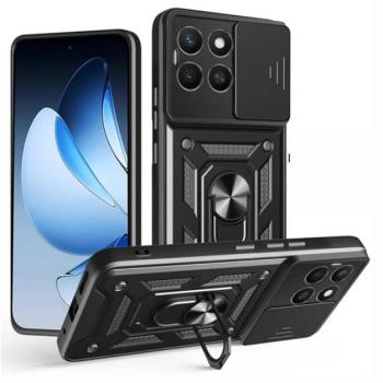 Defender szilikon telefonvédő (ütésállóság, tartógyűrű, kameravédő) FEKETE Honor X8c kép