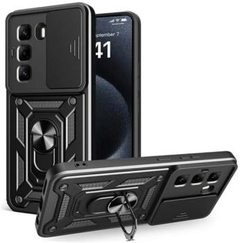 Defender szilikon telefonvédő (ütésállóság, tartógyűrű, kameravédő) FEKETE Infinix Hot 50 Pro 4G (X6881) kép
