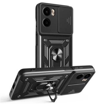 Defender szilikon telefonvédő (ütésállóság, tartógyűrű, kameravédő) FEKETE Motorola Moto G05 kép