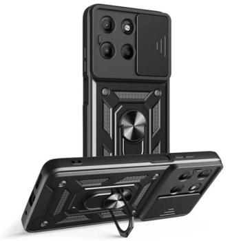 Defender szilikon telefonvédő (ütésállóság, tartógyűrű, kameravédő) FEKETE Motorola Moto G15 kép