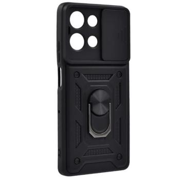 Defender szilikon telefonvédő (ütésállóság, tartógyűrű, kameravédő) FEKETE Motorola Moto G75 5G (XT2437) kép