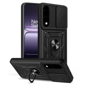 Defender szilikon telefonvédő (ütésállóság, tartógyűrű, kameravédő) FEKETE OnePlus Nord 5 kép