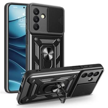 Defender szilikon telefonvédő (ütésállóság, tartógyűrű, kameravédő) FEKETE Samsung Galaxy A17 5G (SM-A176) kép