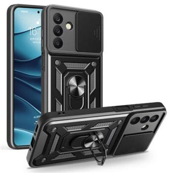 Defender szilikon telefonvédő (ütésállóság, tartógyűrű, kameravédő) FEKETE Samsung Galaxy A26 5G (SM-A266) kép