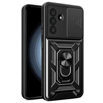 Defender szilikon telefonvédő (ütésállóság, tartógyűrű, kameravédő) FEKETE Samsung Galaxy A36 5G (SM-A366) kép