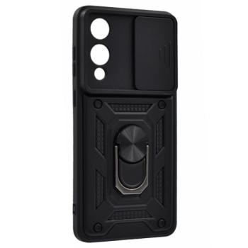 Defender szilikon telefonvédő (ütésállóság, tartógyűrű, kameravédő) FEKETE Samsung Galaxy S25 Edge (SM-S937) kép