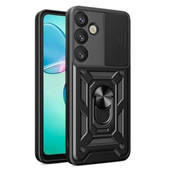 Defender szilikon telefonvédő (ütésállóság, tartógyűrű, kameravédő) FEKETE Samsung Galaxy S25 Plus (SM-S936) kép