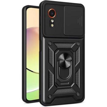 Defender szilikon telefonvédő (ütésállóság, tartógyűrű, kameravédő) FEKETE Samsung Galaxy Xcover 7 (SM-G556) kép
