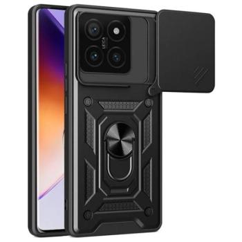Defender szilikon telefonvédő (ütésállóság, tartógyűrű, kameravédő) FEKETE Xiaomi 14T 5G kép
