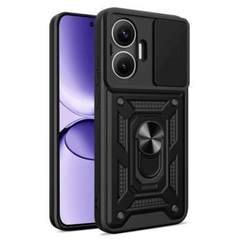 Defender szilikon telefonvédő (ütésállóság, tartógyűrű, kameravédő) FEKETE Xiaomi Poco F7 kép