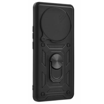 Defender szilikon telefonvédő (ütésállóság, tartógyűrű, kameravédő) FEKETE Xiaomi Redmi Note 14 Pro 4G kép
