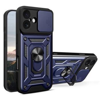 Defender szilikon telefonvédő (ütésállóság, tartógyűrű, kameravédő) SÖTÉTKÉK Apple iPhone 17 kép