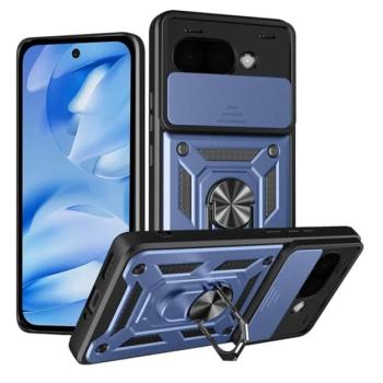 Defender szilikon telefonvédő (ütésállóság, tartógyűrű, kameravédő) SÖTÉTKÉK Google Pixel 9a kép