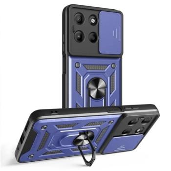 Defender szilikon telefonvédő (ütésállóság, tartógyűrű, kameravédő) SÖTÉTKÉK Motorola Moto G15 kép