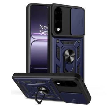 Defender szilikon telefonvédő (ütésállóság, tartógyűrű, kameravédő) SÖTÉTKÉK OnePlus Nord 5 kép
