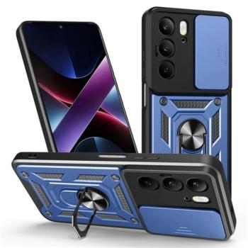 Defender szilikon telefonvédő (ütésállóság, tartógyűrű, kameravédő) SÖTÉTKÉK Realme C75 4G kép