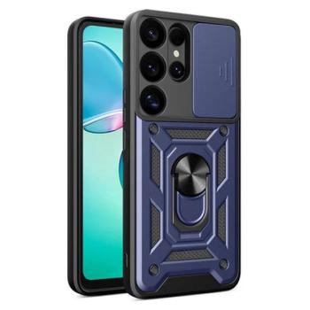 Defender szilikon telefonvédő (ütésállóság, tartógyűrű, kameravédő) SÖTÉTKÉK Samsung Galaxy S25 Ultra (SM-S938) kép