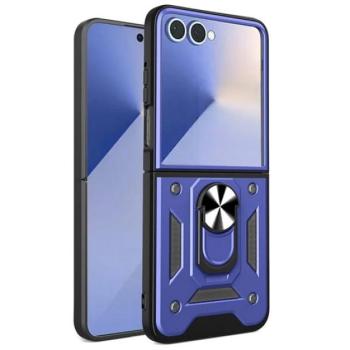 Defender szilikon telefonvédő (ütésállóság, tartógyűrű, kameravédő) SÖTÉTKÉK Samsung Galaxy Z Flip7 (SM-F766) kép