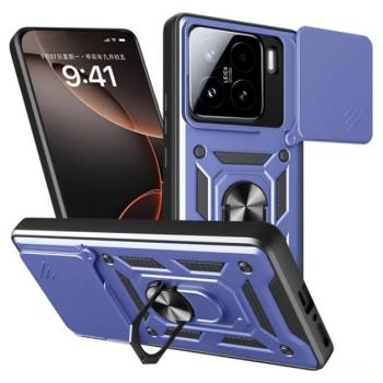 Defender szilikon telefonvédő (ütésállóság, tartógyűrű, kameravédő) SÖTÉTKÉK Xiaomi 15 kép