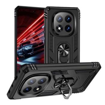 Defender szilikon telefonvédő (ütésállóság, tartógyűrű, mágneses) FEKETE Xiaomi Redmi Note 14 Pro 5G kép