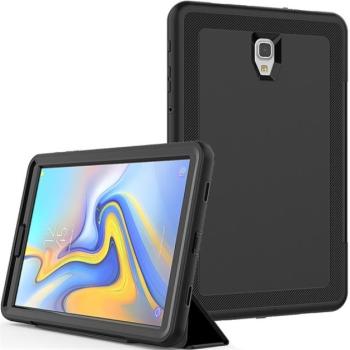 Defender telefonvédő gumi (FLIP előlap, műanyag belső, TRIFOLD asztali tartó funkció, közepesen ütésálló) FEKETE Samsung Galaxy Tab A 10.5 WIFI (2018) SM-T590, Samsung Galaxy Tab A 10.5 LT kép