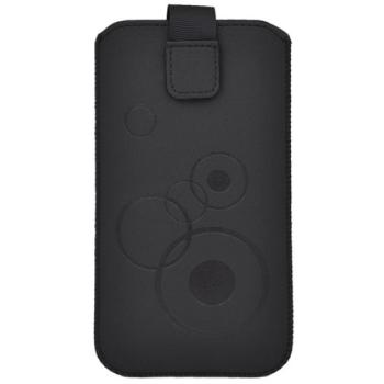 DEKOCASE tok álló (kör minta, kihúzható tépőzár, övre fűzhető, univerzális, 5.8&quot; méret) FEKETE Apple iPhone 7 4.7, Honor 8, ZTE Blade V7 lite, Huawei Nova, Alcatel Shine Lite (OT-508 kép