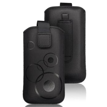 DEKOCASE tok álló (kör minta, kihúzható tépőzár, övre fűzhető, univerzális, 6-6.3&quot; méret) FEKETE HTC Desire 825, Lenovo P2 (P2a42), Blackberry DTEK60, Google Pixel XL, Honor 6X (2016 kép